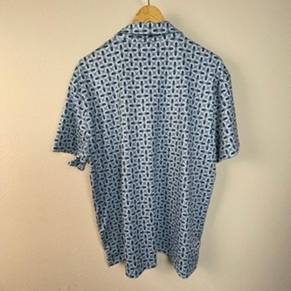 CREMIEUX PREMIUM DENIM Men's XL Blue Geometric Short Sleeve Button Up Shirt - Picture 6 of 7